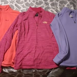 2 Under Armor half zips 1 North face